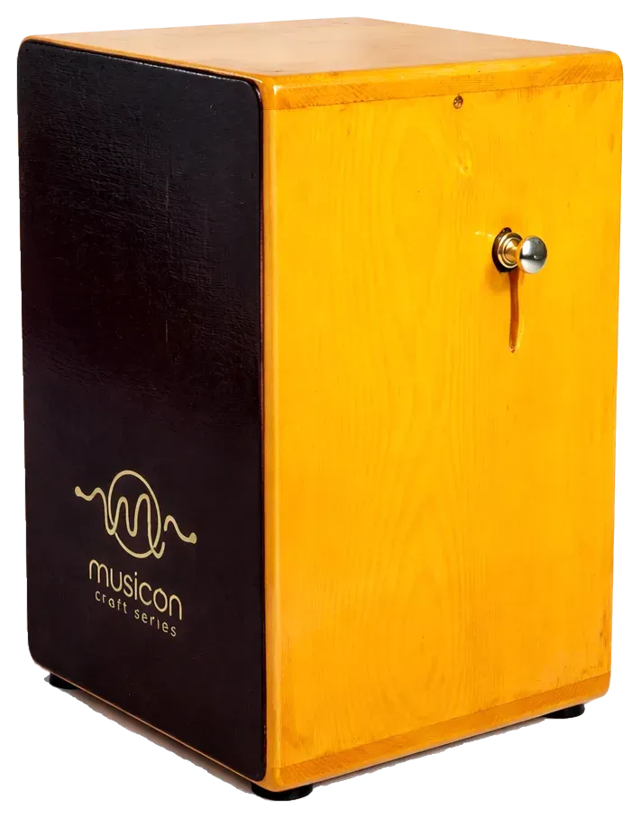 Rear of the MusicOn Craft Series cajon showing the tuning knob