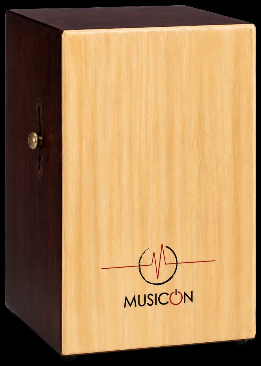 The original MusicOn Creative Series cajon, with the first logo